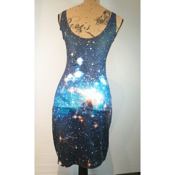 BLACKMILK GALAXY BLUE BLACK DRESS SIZE MEDIUM MADE IN AUSTRALIA - Picture 3 of 11